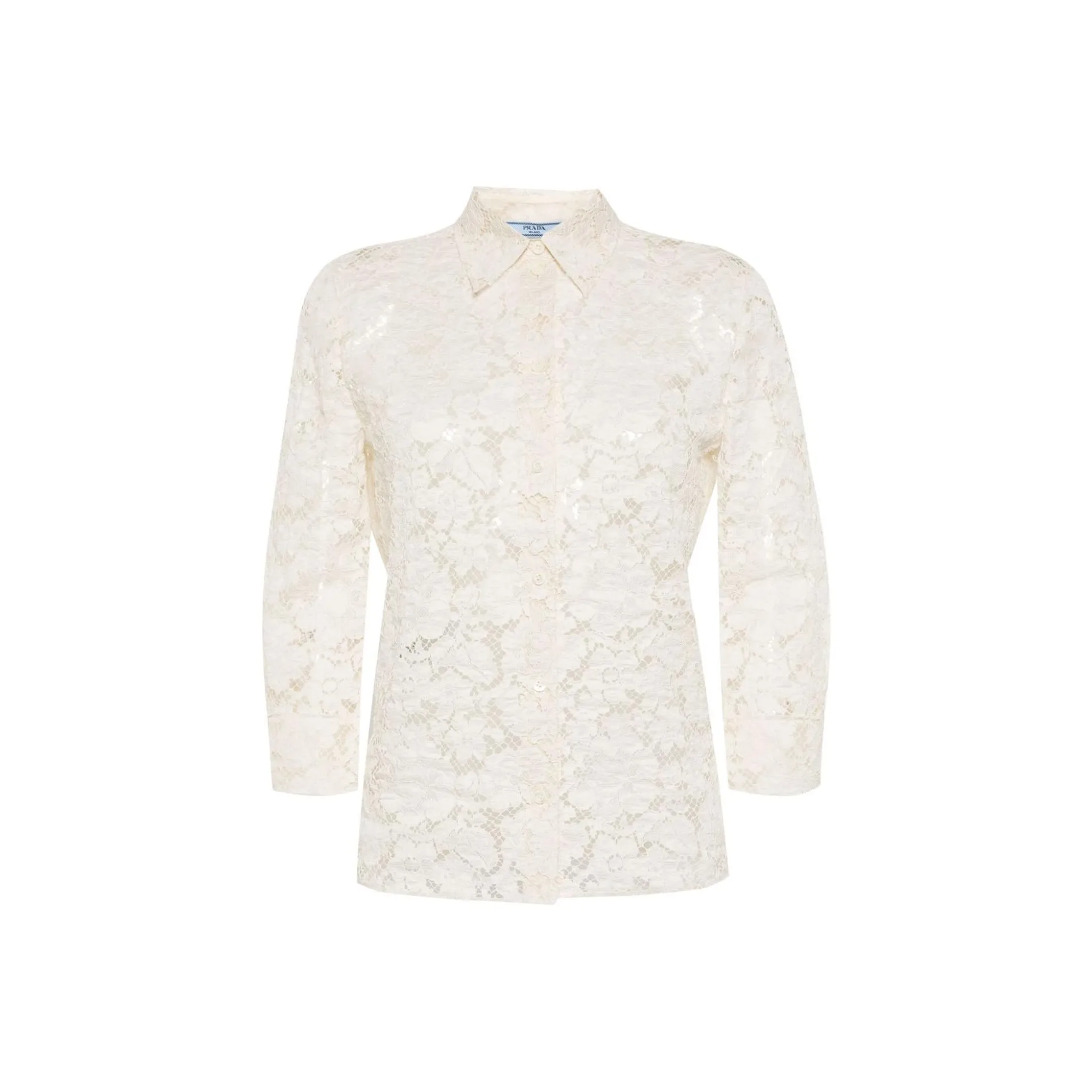 PRADA All Over Lace Detailed Long Sleeved Blouse