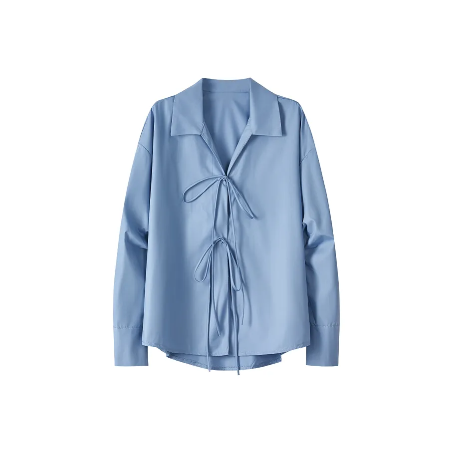 SYEEE WITH U Рубашка Женская Haze Синий Кружево Up Рубашка