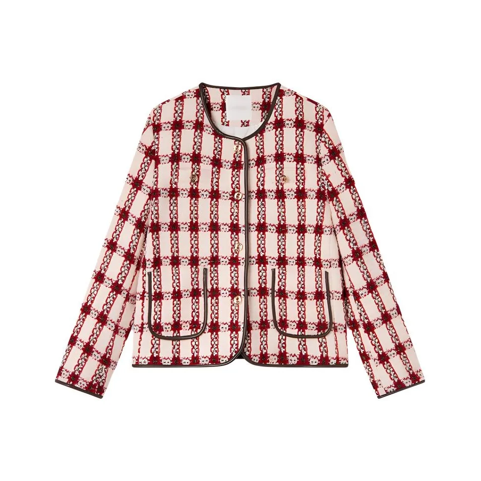 EICHITOO Пуховик Женский Темно-Красный Клетка