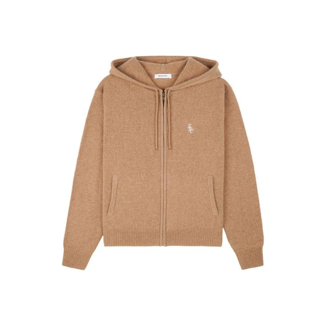 SPORTY & RICH Src Cashmere Zip Hoodie 'Camel/White'