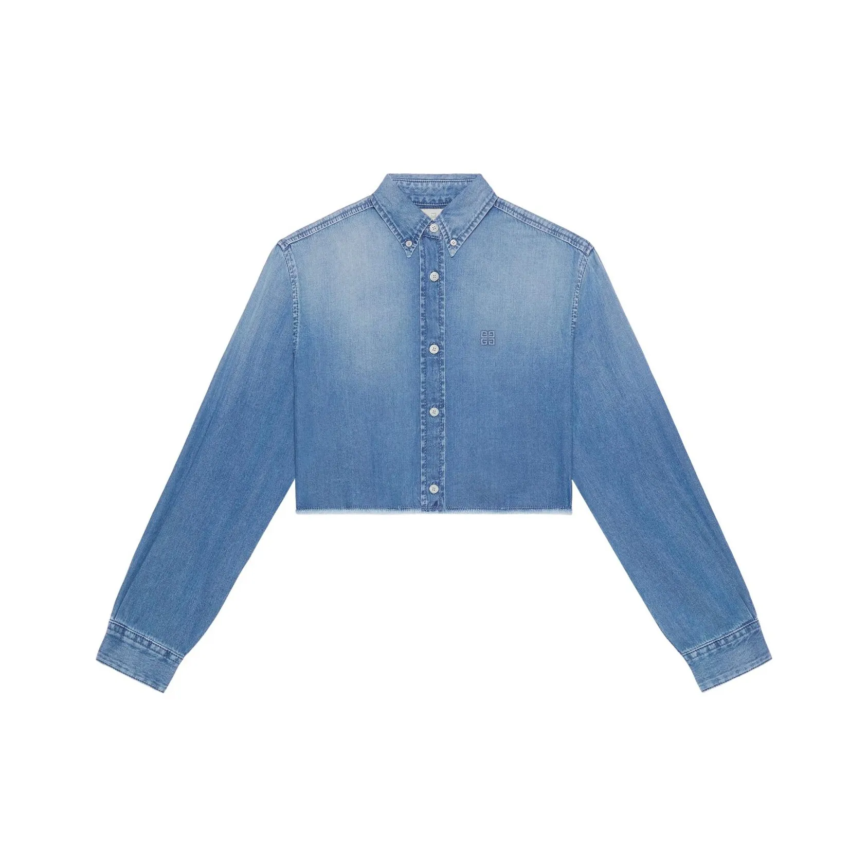 Givenchy 4G Embroidered Denim Cropped Shirt