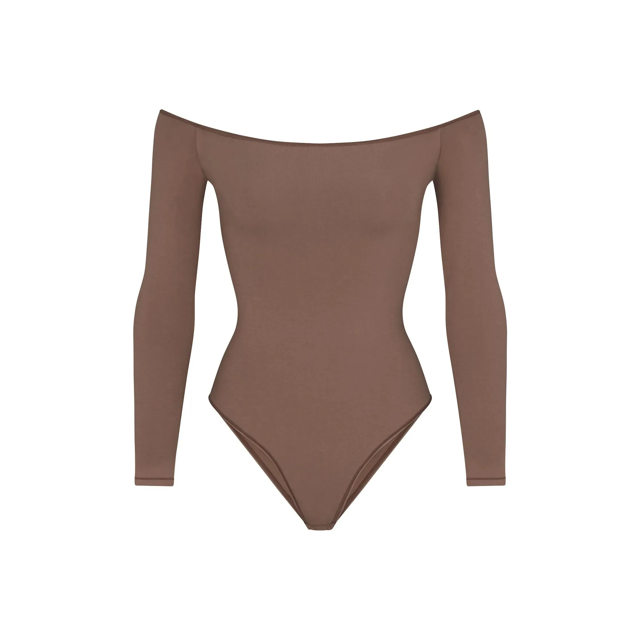 SKIMS COTTON JERSEY OFF THE SHOULDER BODYSUIT Bodysuits Women's TRUFFLE/Truffle Color