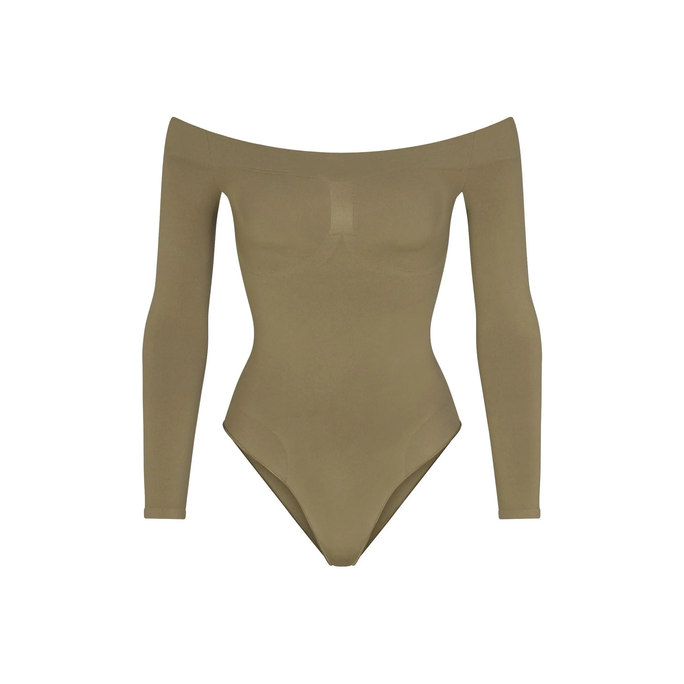 SKIMS SEAMLESS SCULPT OFF THE SHOULDER BRIEF BODYSUIT Bodysuits Women's ARMY/Army Green