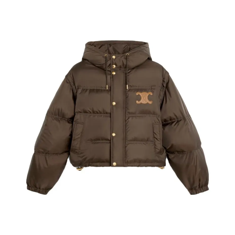 CELINE Triomphe Cropped Down Jacket In Lightweight Nylon