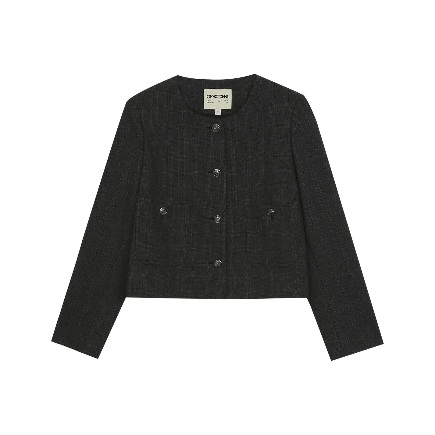 Omont Jackets Coats Women's Black Plaid Pattern