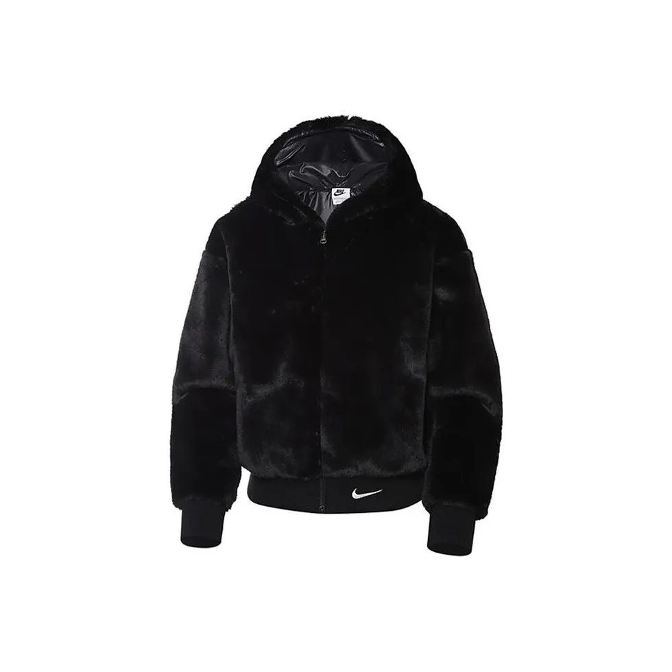 Nike Sportswear Essentials Faux Fur Jacket Black/White