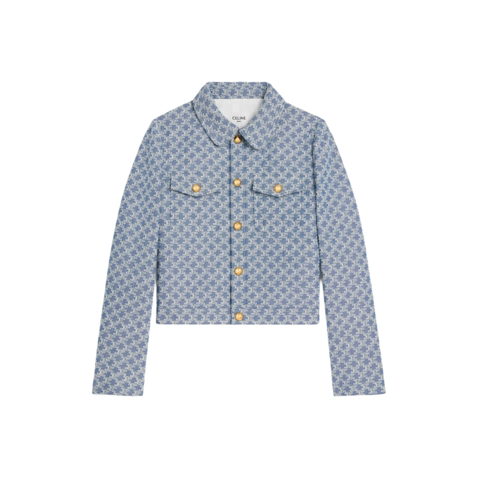 CELINE Triomphe Button Up Cropped Jacket