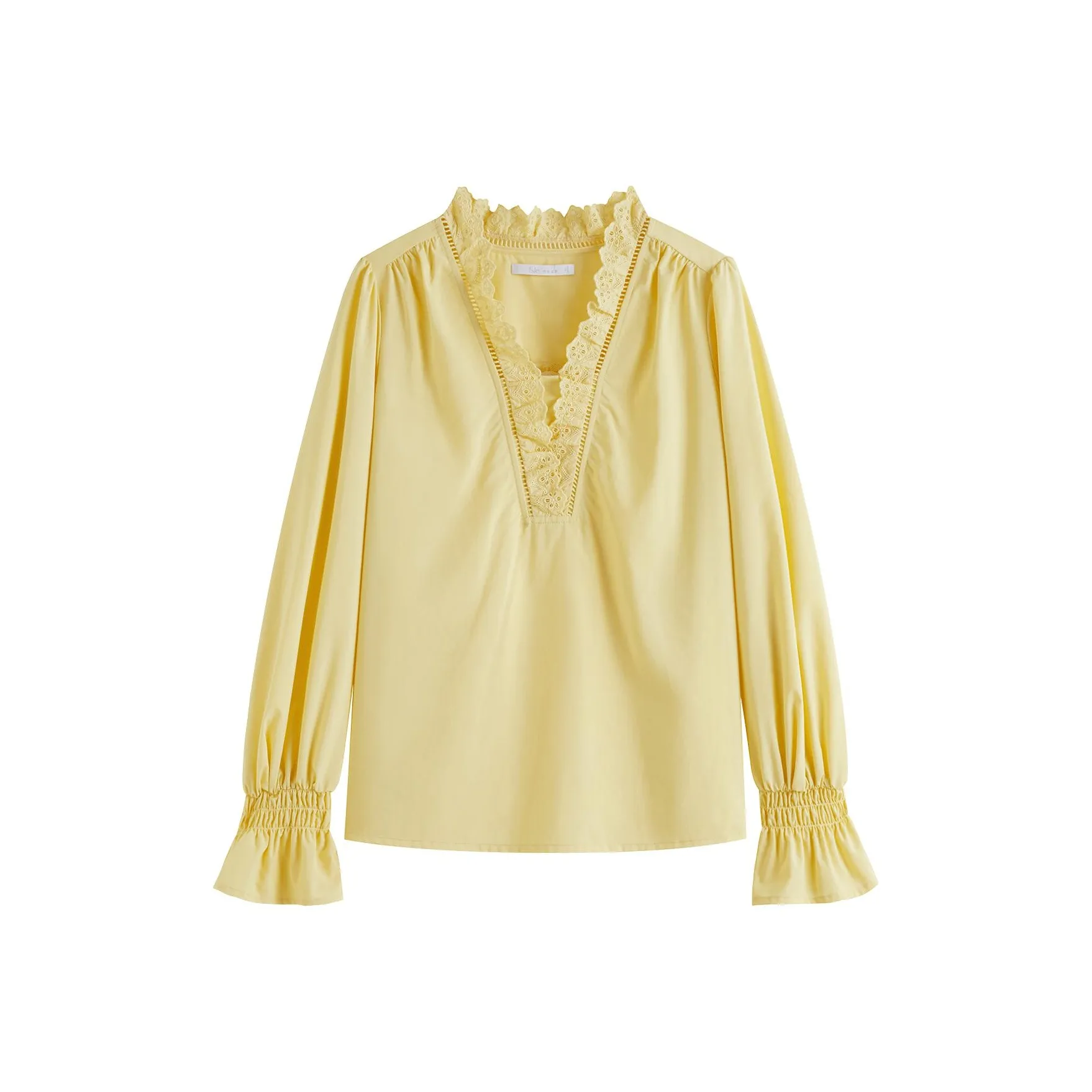 FANSILANEN Свободный крой Расклешенный рукав Длинная рубашка с рукавами Женская