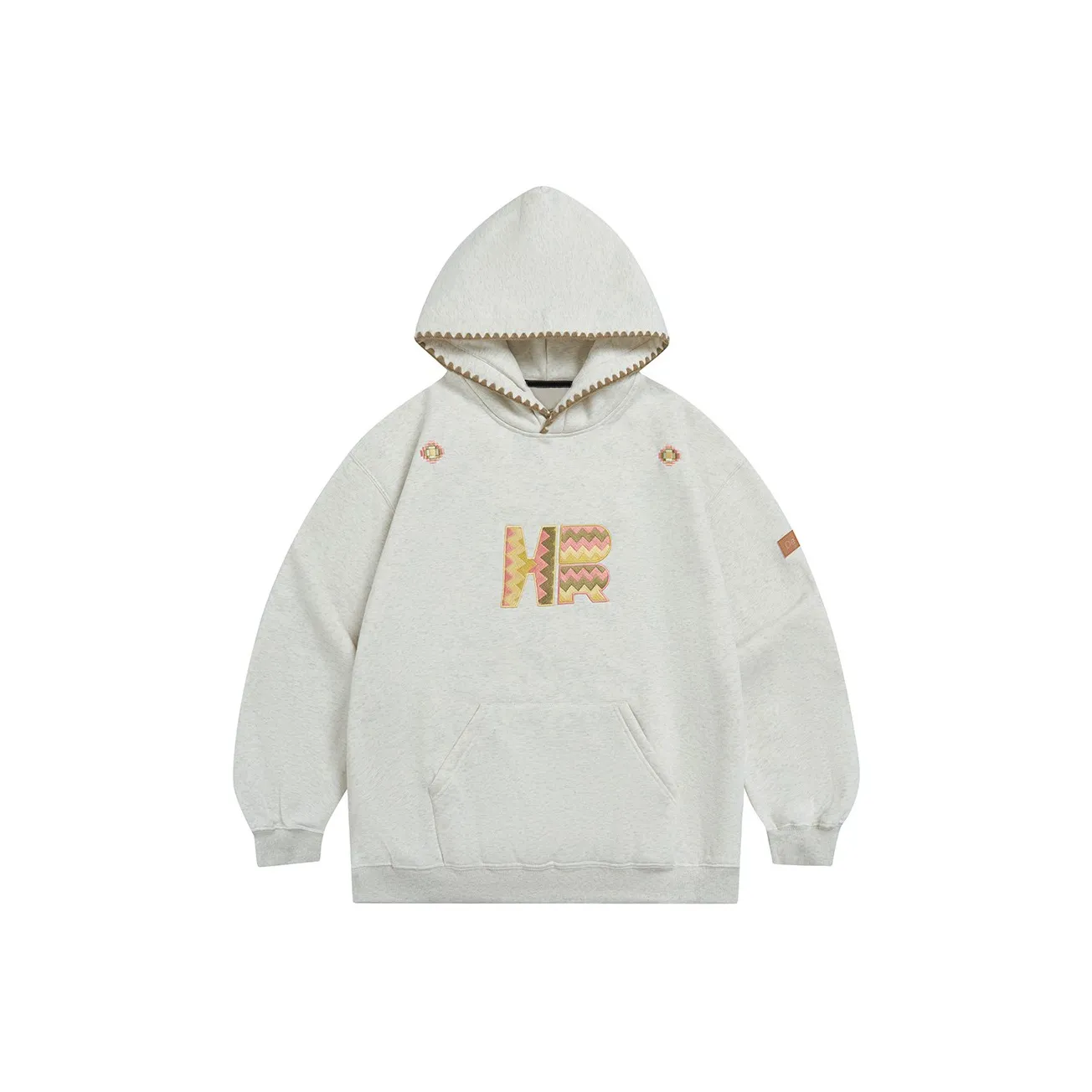 PAZZO Heavyweight Embroidery Loose Fit Hoodie Unisex Light Gray