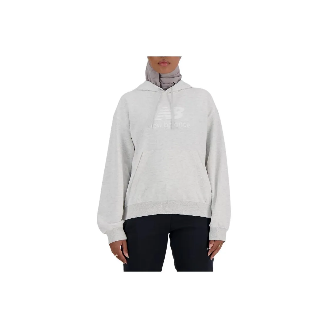 New Balance Sport Essentials French Terry Logo Hoodie Sweatshirt Women's Gray