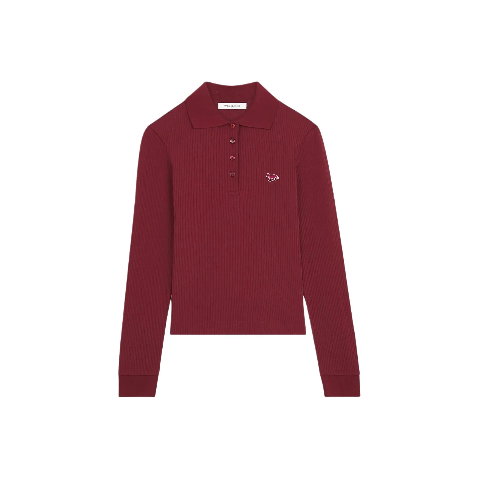 Maison Kitsune Ribbed Long Sleeved Polo Shirt