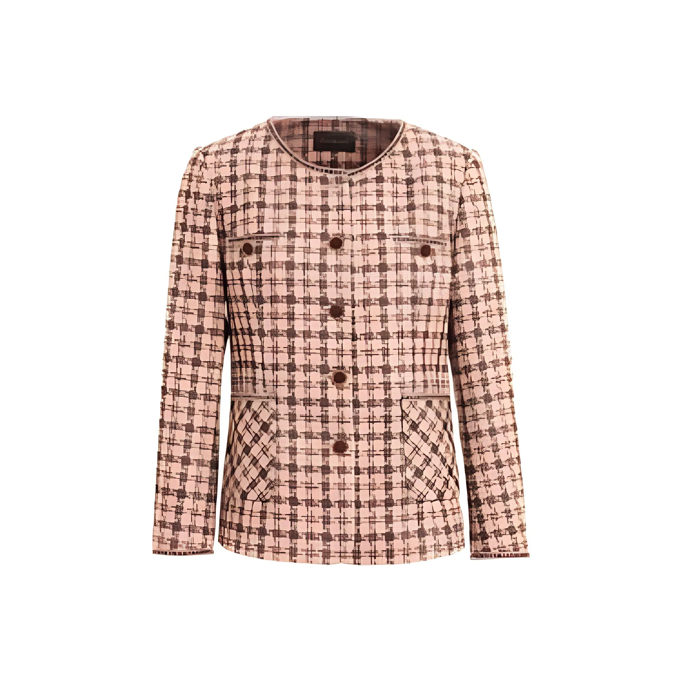 QIAOWANNI Jackets & Coats Women's Beige Coffee Plaid
