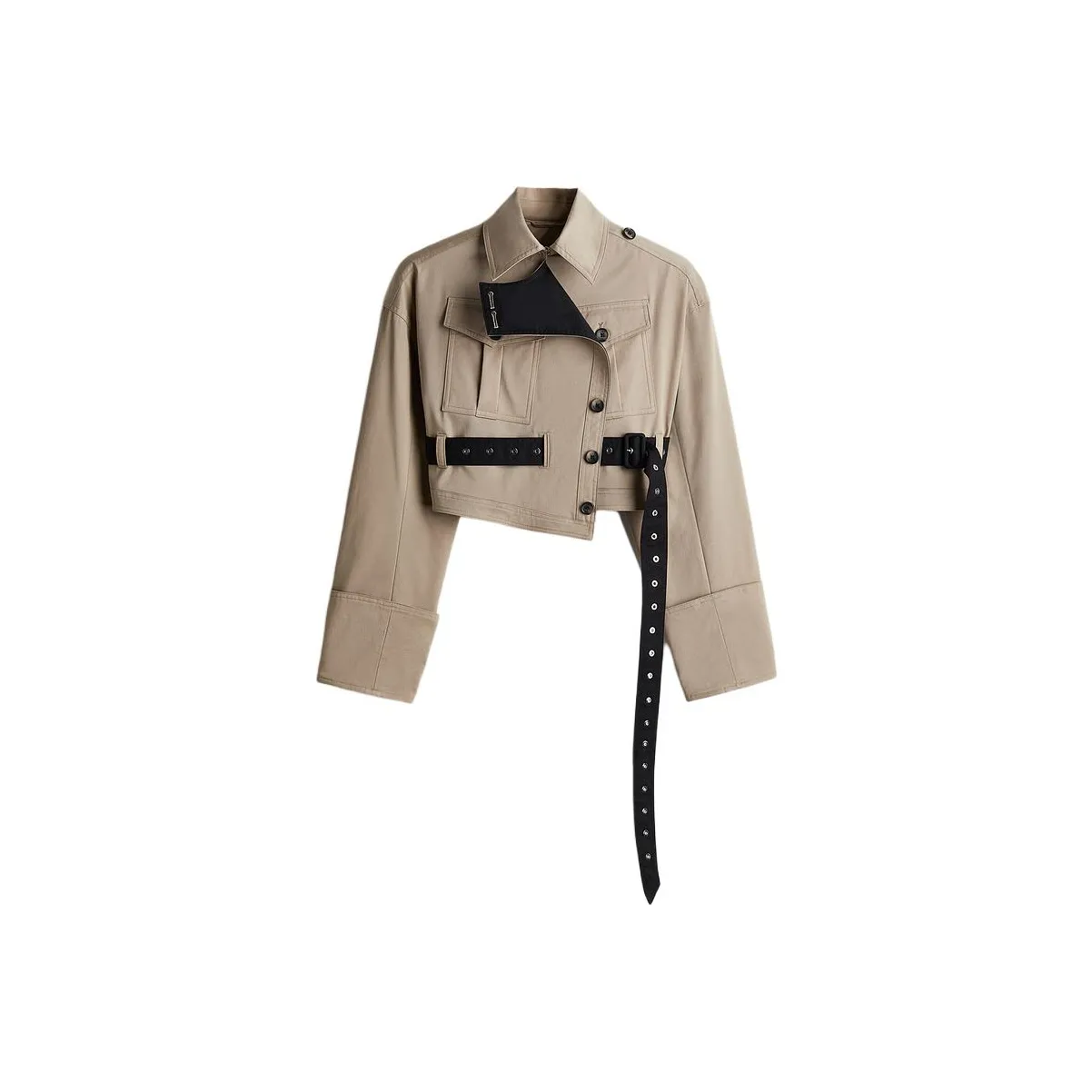 H&M Cropped Twill Jacket Greige