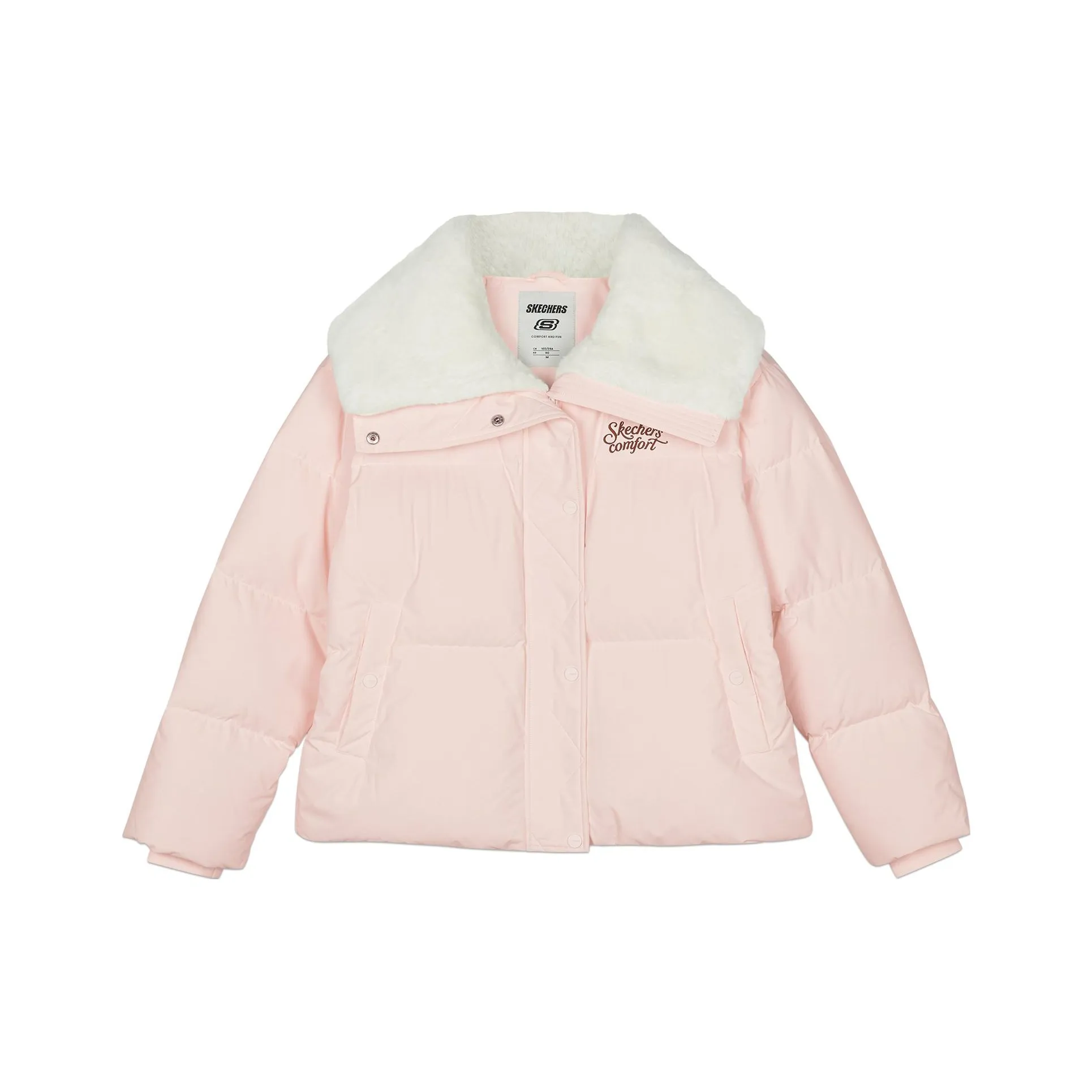 Skechers Пуховик Женские Розовые Цветок Персик