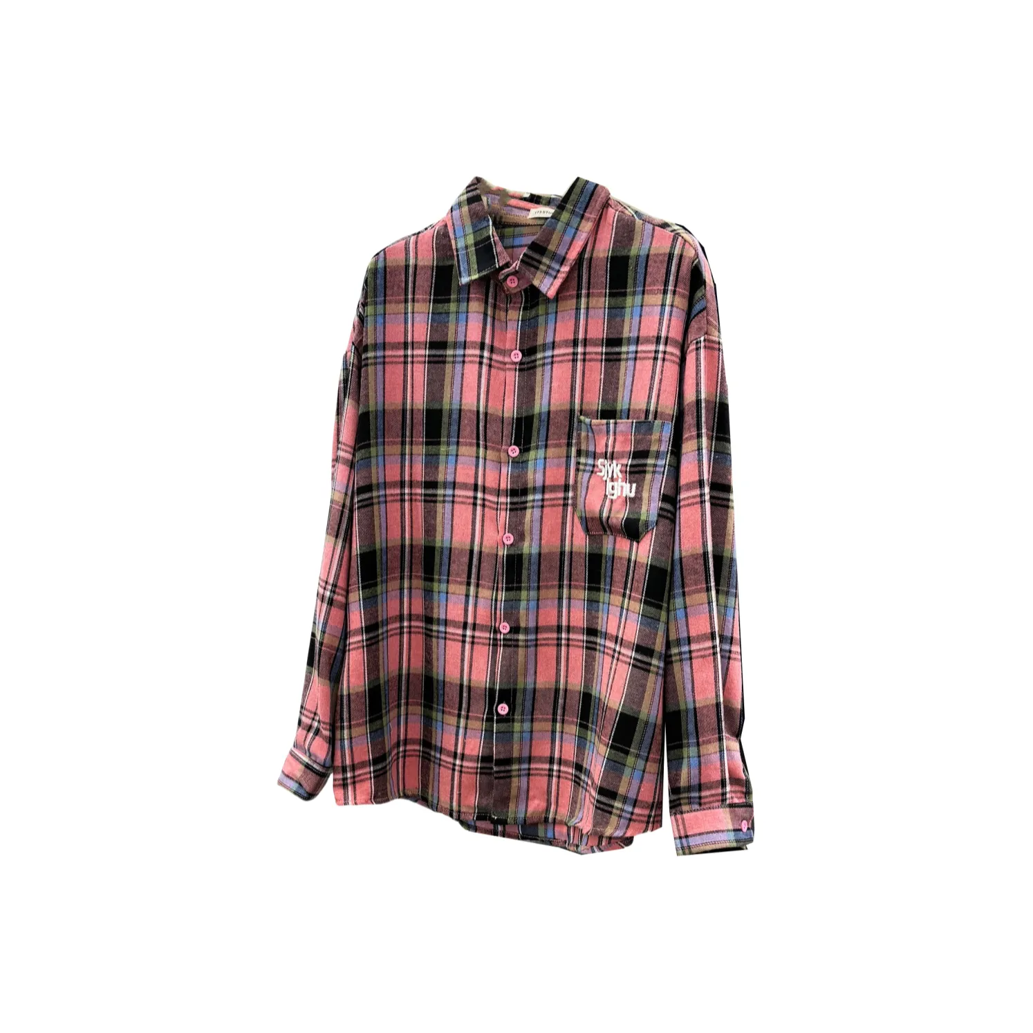 TUSHIFEI Черно-розовый Клетчатый Женские Рубашки