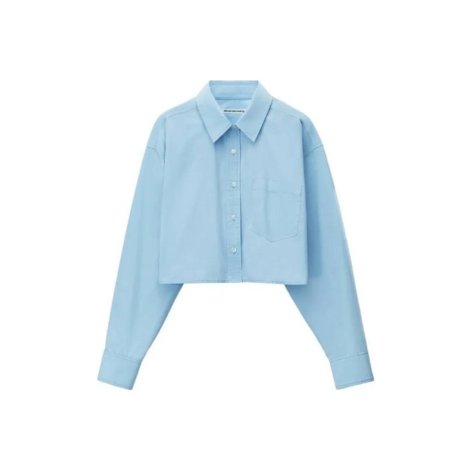Alexander Wang Halo Print Cropped Button Up Shirt Shirt Women's Blue
