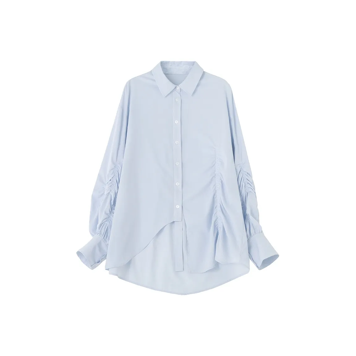 SOON FLOWER Long Sleeved Shirt Women's Blue Stripes Pattern