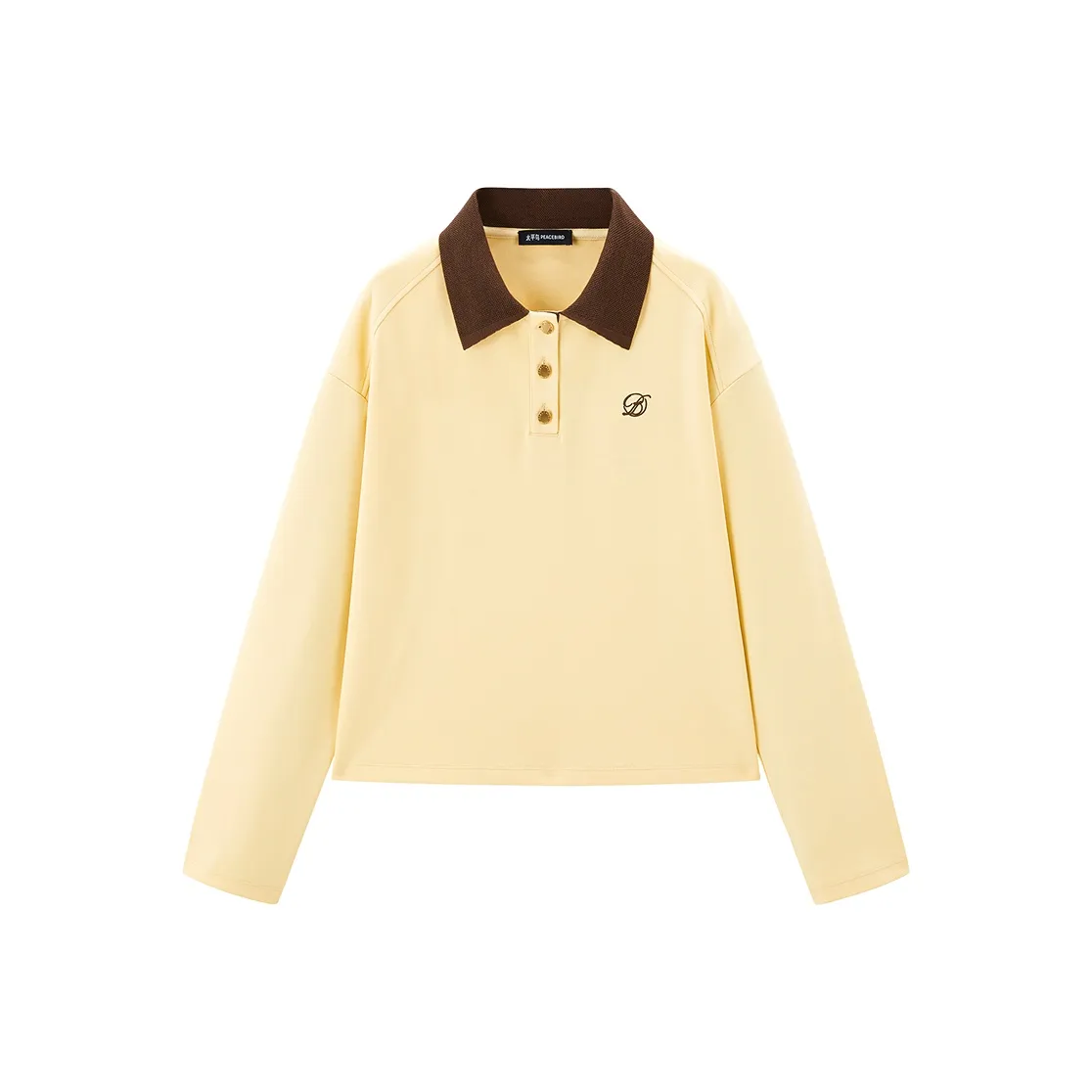 PEACEBIRD Polo Shirt Women's Thick Cream Yellow