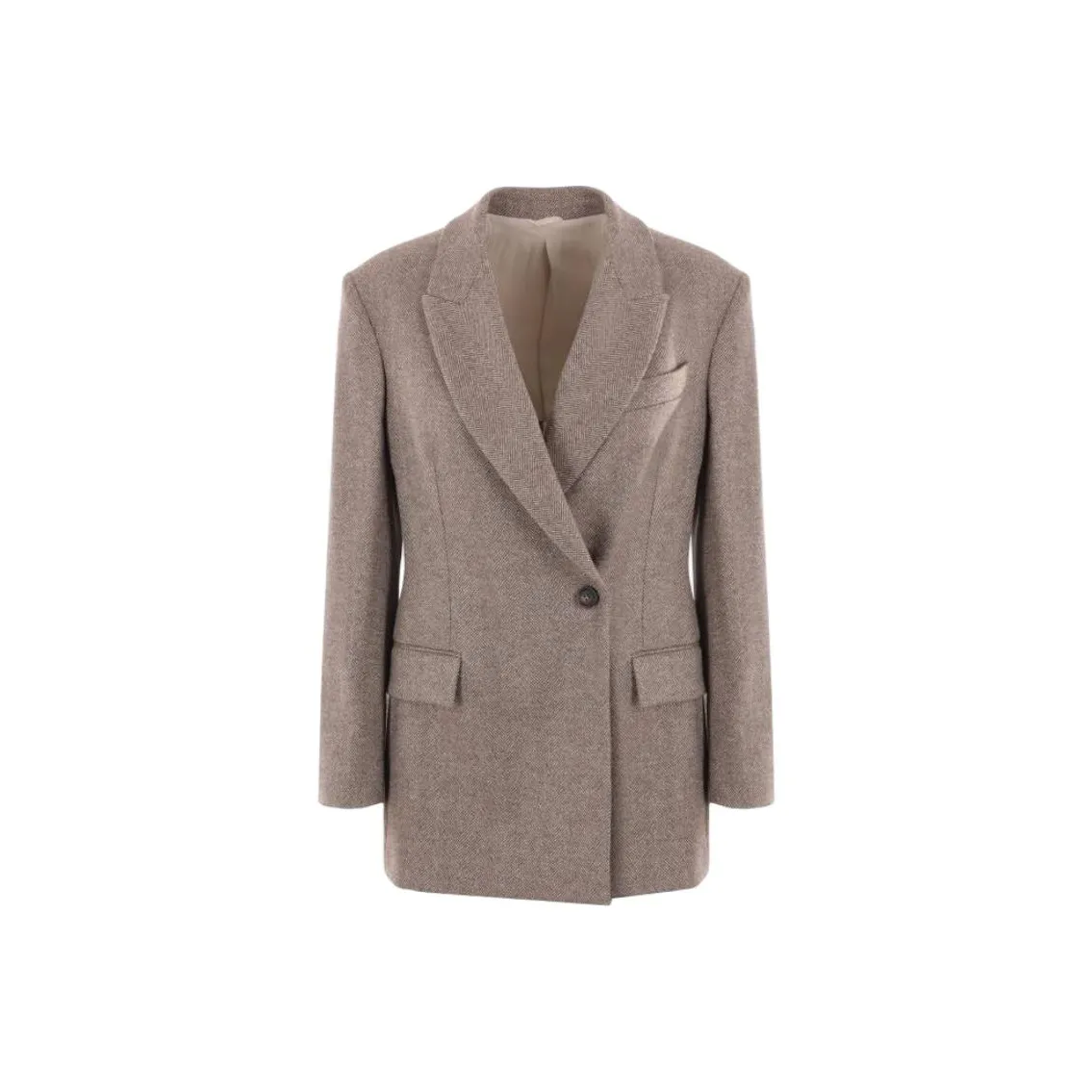 Brunello Cucinelli Double Breasted Herringbone Tailored Blazer