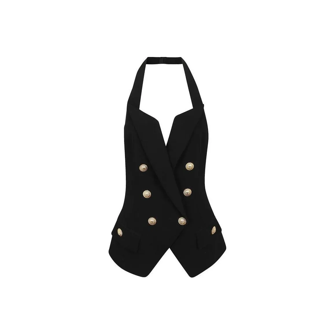 Balmain Hair Double Breasted Sleeveless Halterneck Top