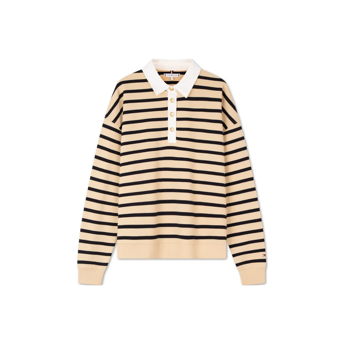 Tommy Hilfiger Sweatshirt Women's Beige Yellow Black Stripes
