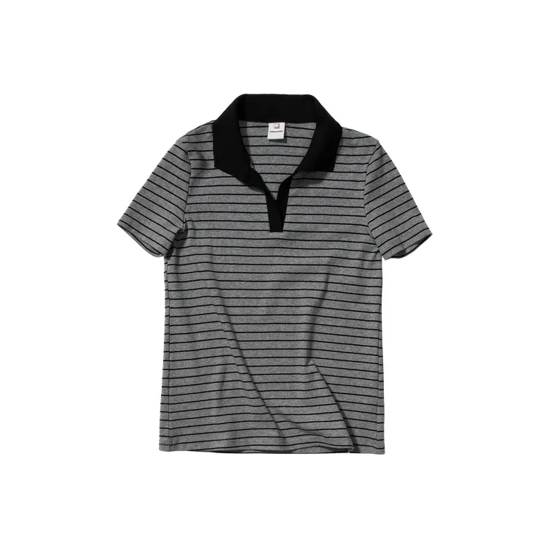 COUNTRY MOMENT Короткий рукав женский серый с черными полосами