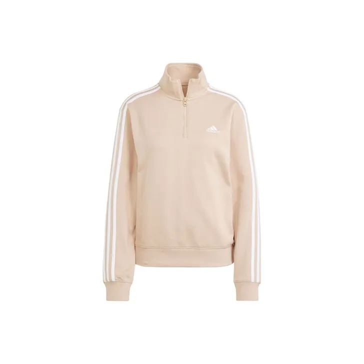 adidas Essentials Women's Quarter-Zip 3-Stripes Sweatshirt 'Magic Beige'