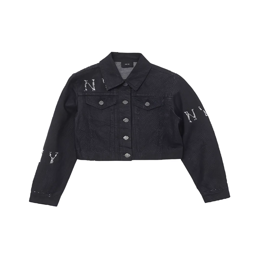MLB New York Yankees WOMEN'S MEGAGRAM HOT FIX DENIM TRUCKER JACKET Jackets & Coats Women's Black