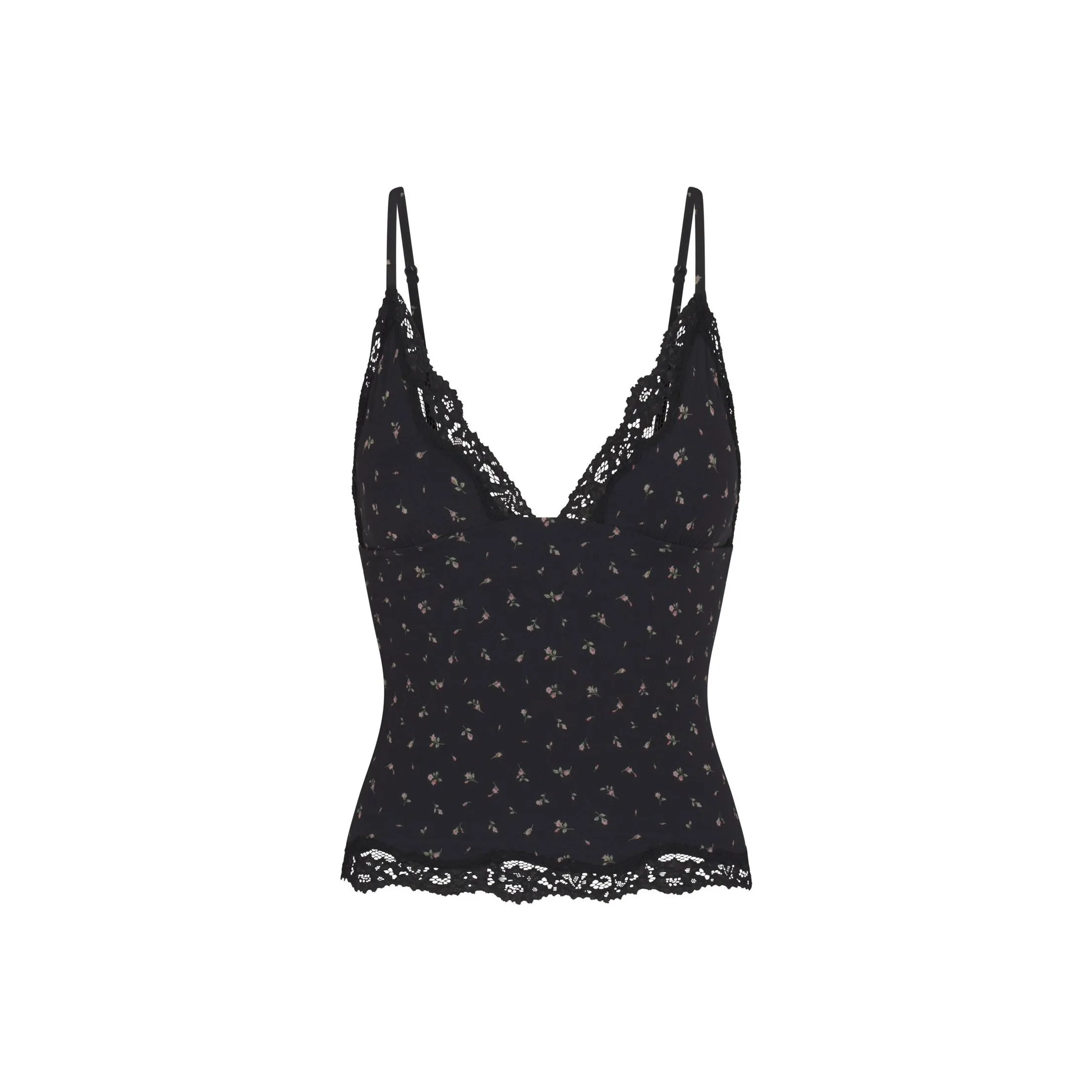 SKIMS FW24 FITS EVERYBODY LACE TRIANGLE CAMI Camisole Women's ONYX ROSEBUD PRINT/Agate Rosebud Print