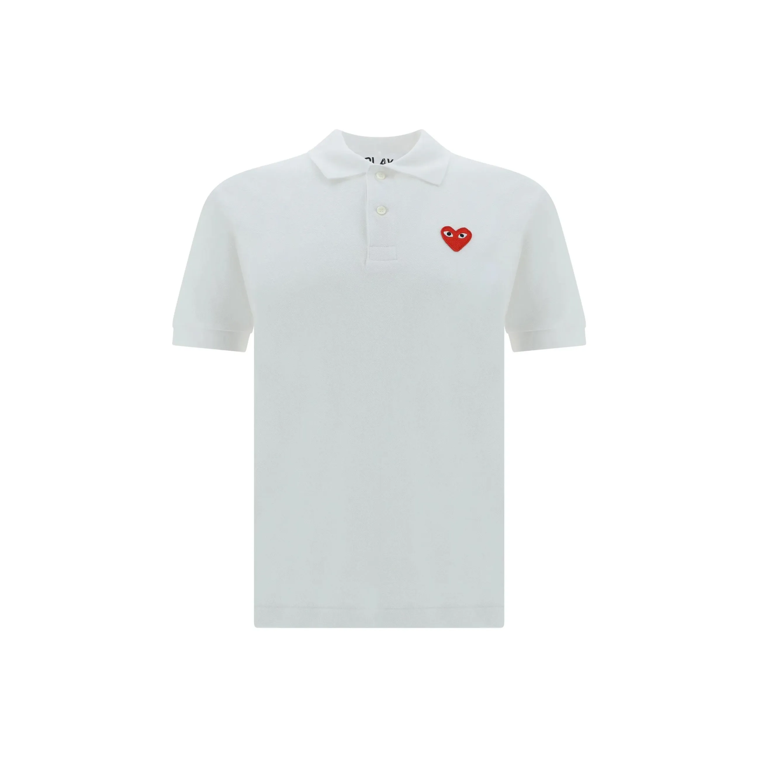 Comme Des Garcons Play Red Emblem Polo White