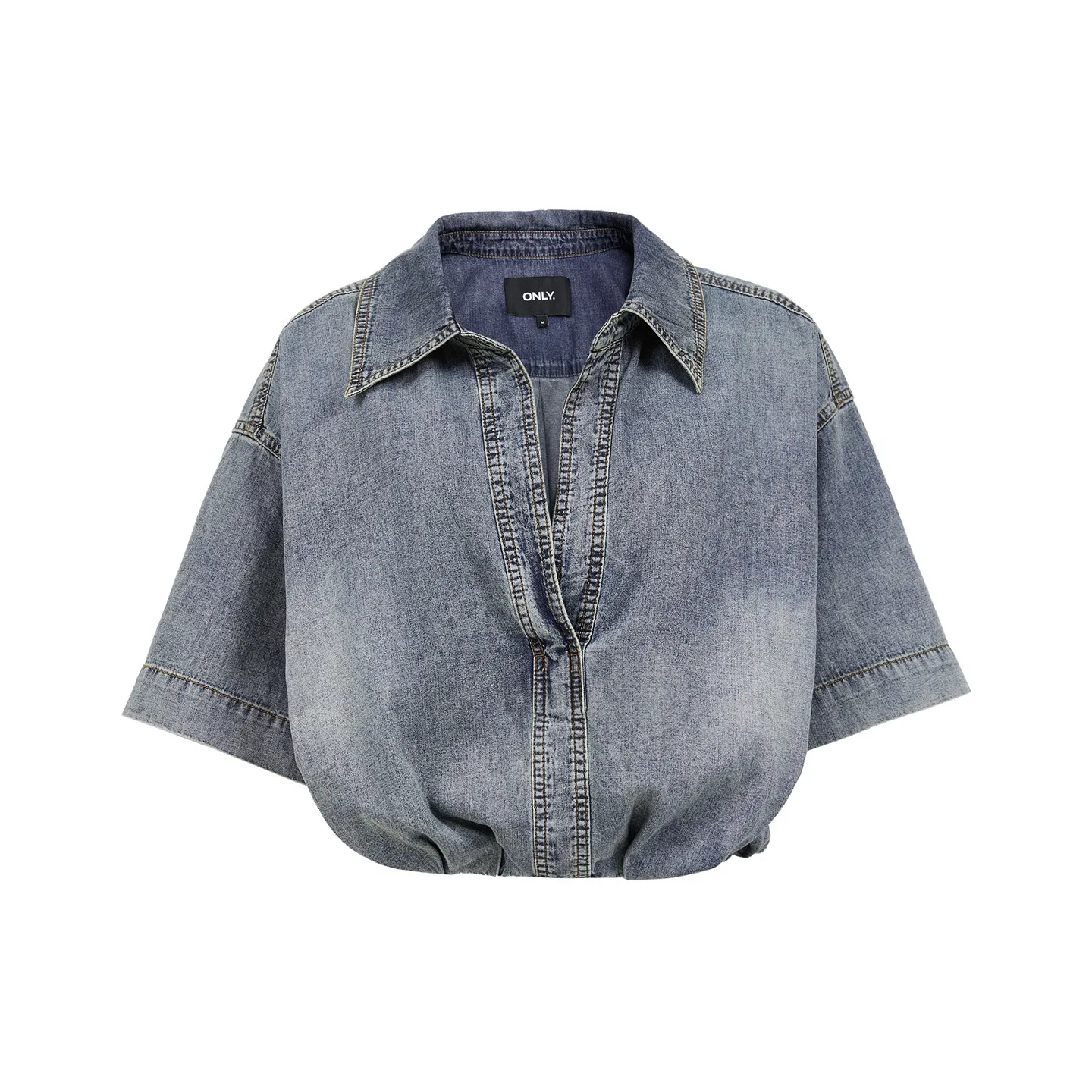 Only Рубашка Женская Вымытый Деним Синий