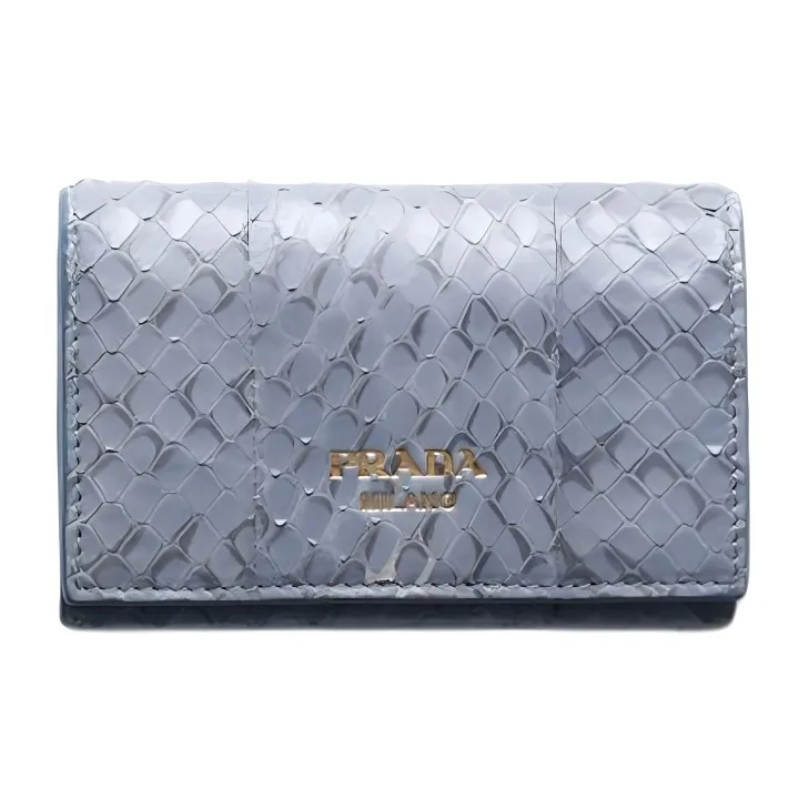 PRADA Leather Card Holder Women's Light Purple Blue