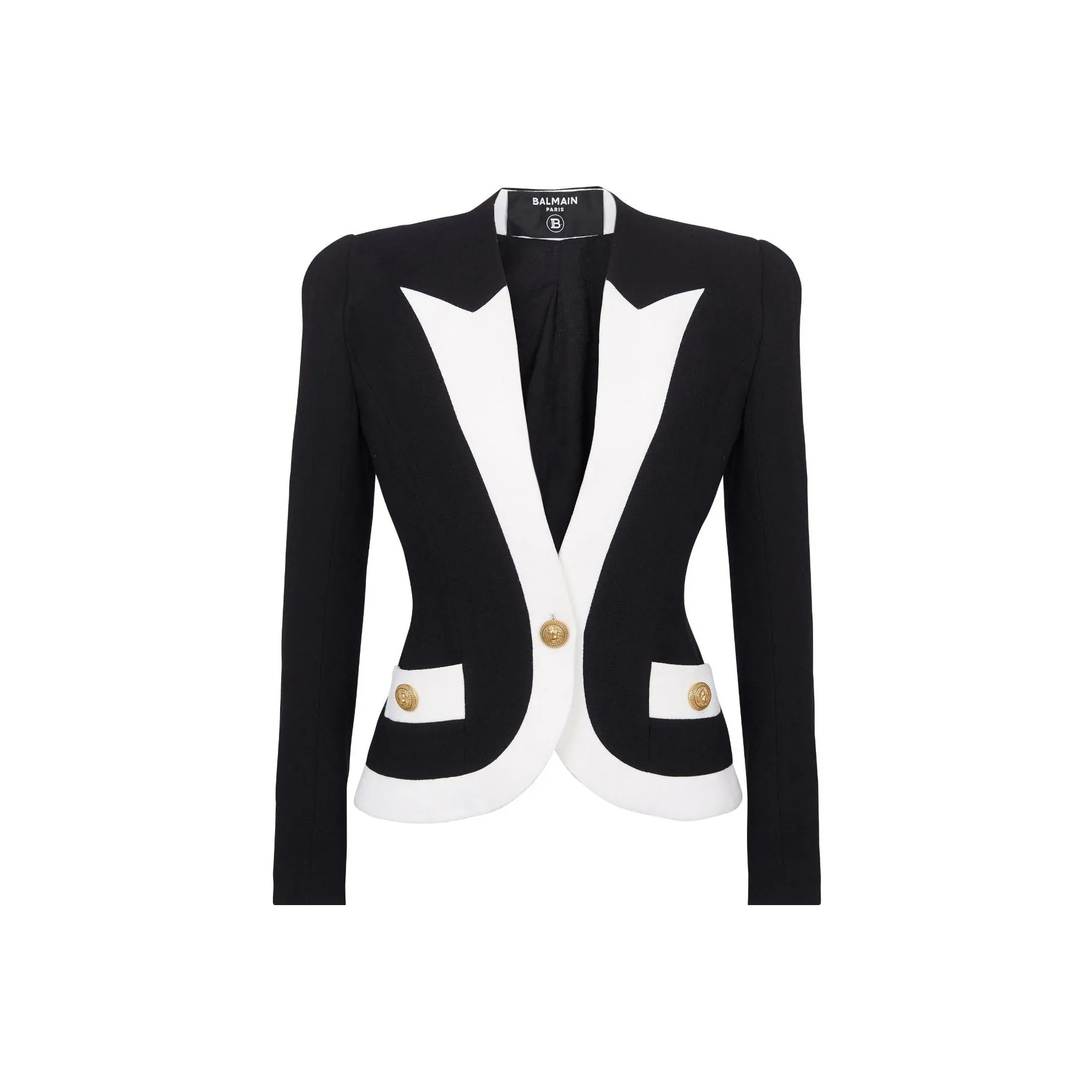 BALMAIN Two Toned Long Sleeved Crepe Blazer