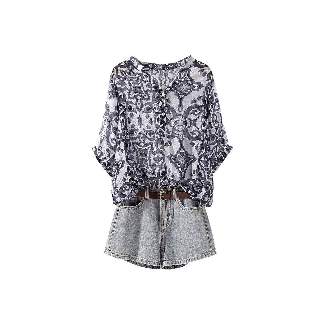 Cypress House Shirt Women's Black Gray Pattern