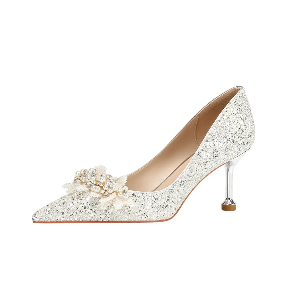 Lan Miao Узкий каблук Высокие каблуки Женские Серебряные