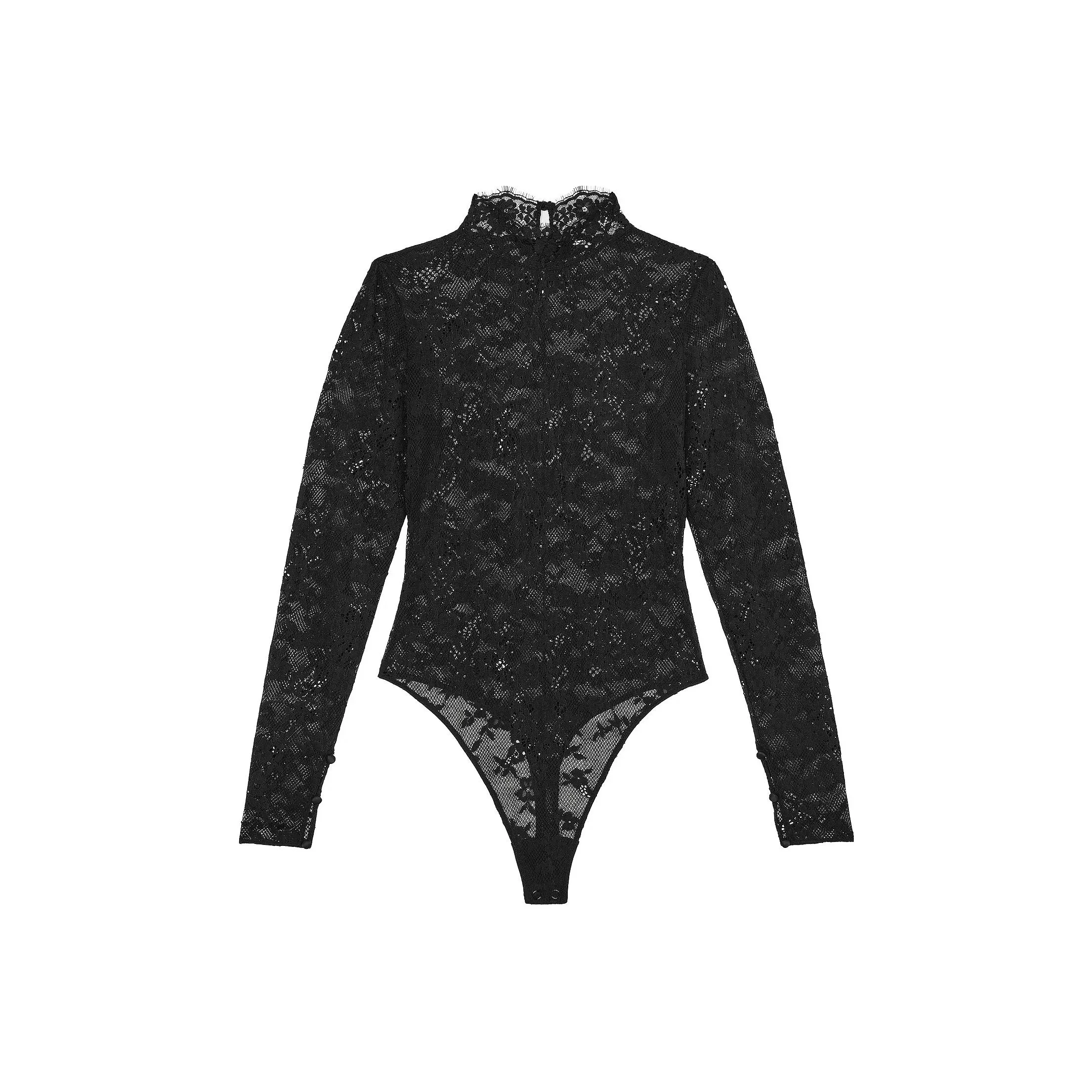 Victoria's Secret Very Sexy Кружево Длинный Рукав Комбинезон Черный Комбинезон Женский Черный