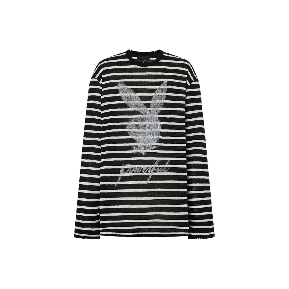 MOCO x Playboy T Shirt Women's Black White Stripes
