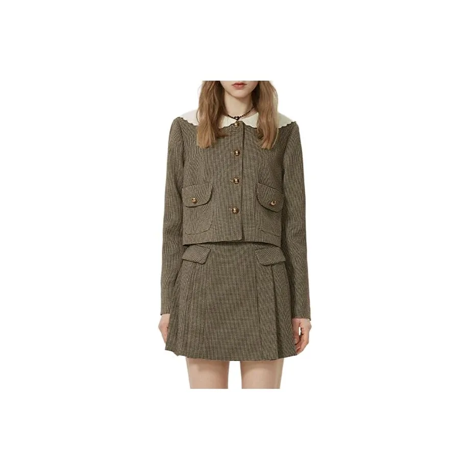 AIVEI Jackets & Coats Women's Red Brown Plaid