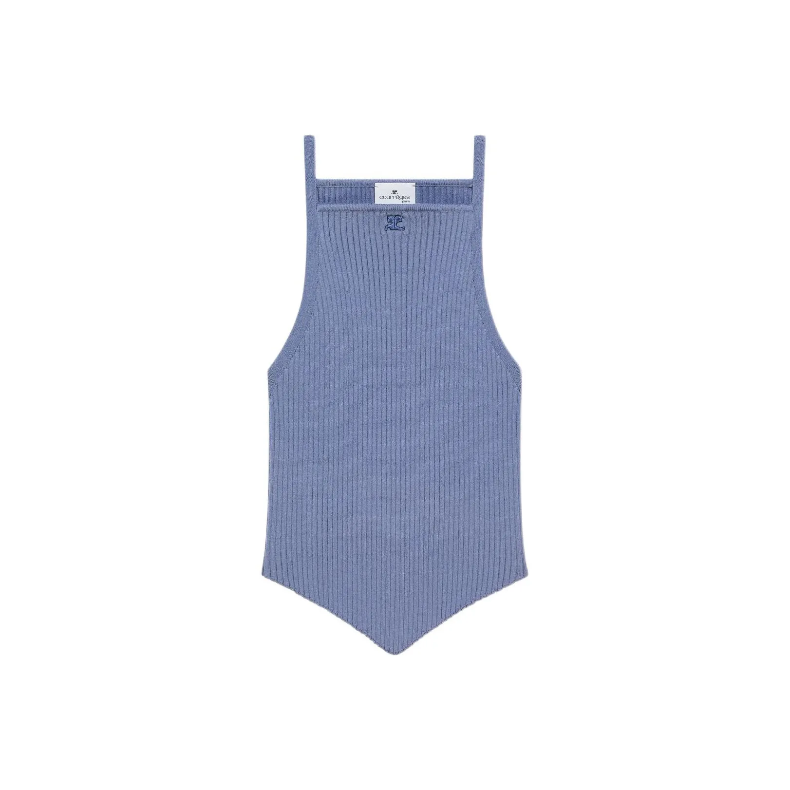 COURREGES SS25 POINTY Ткань в рубчик Майка с бретелями Женская Сумерки Синий Nightfall Синий