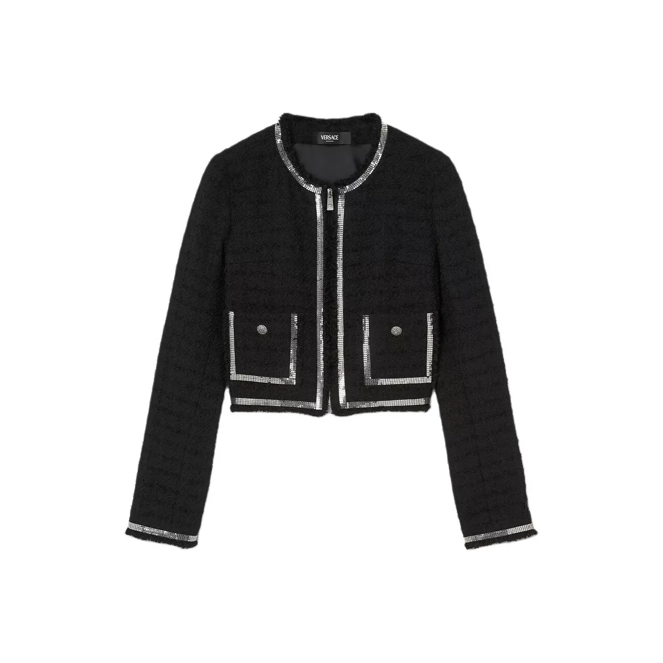 VERSACE Cropped Zip Up Fitted Jacket