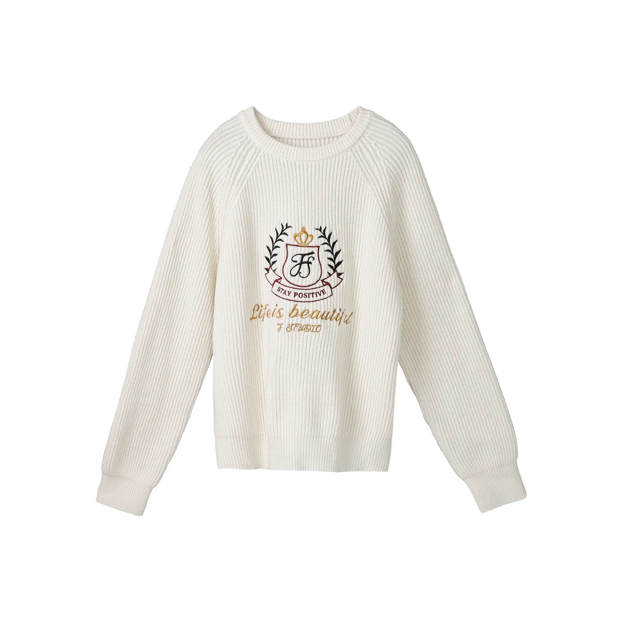 Fstudio Korean Style Petite Knitwear Commute Loose Fit Thickened Sweater Women's White