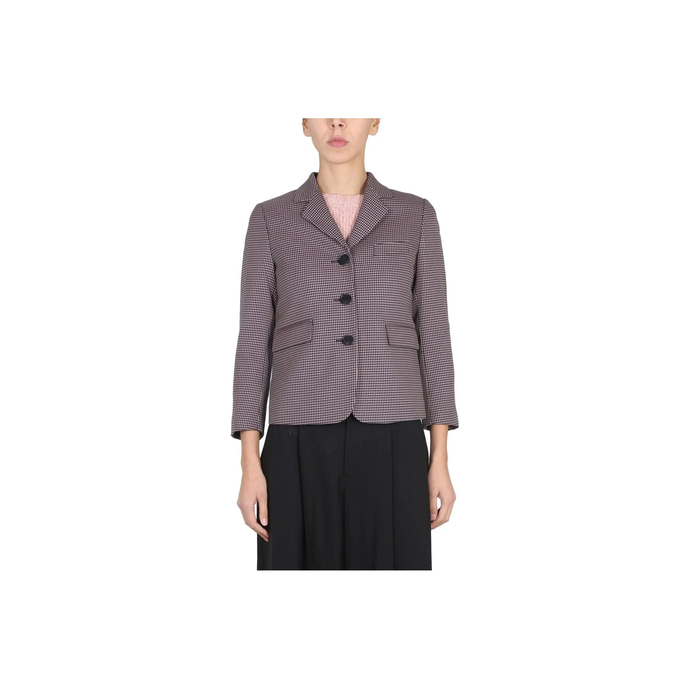 ASPESI Houndstooth Patterned Single Breasted Blazer