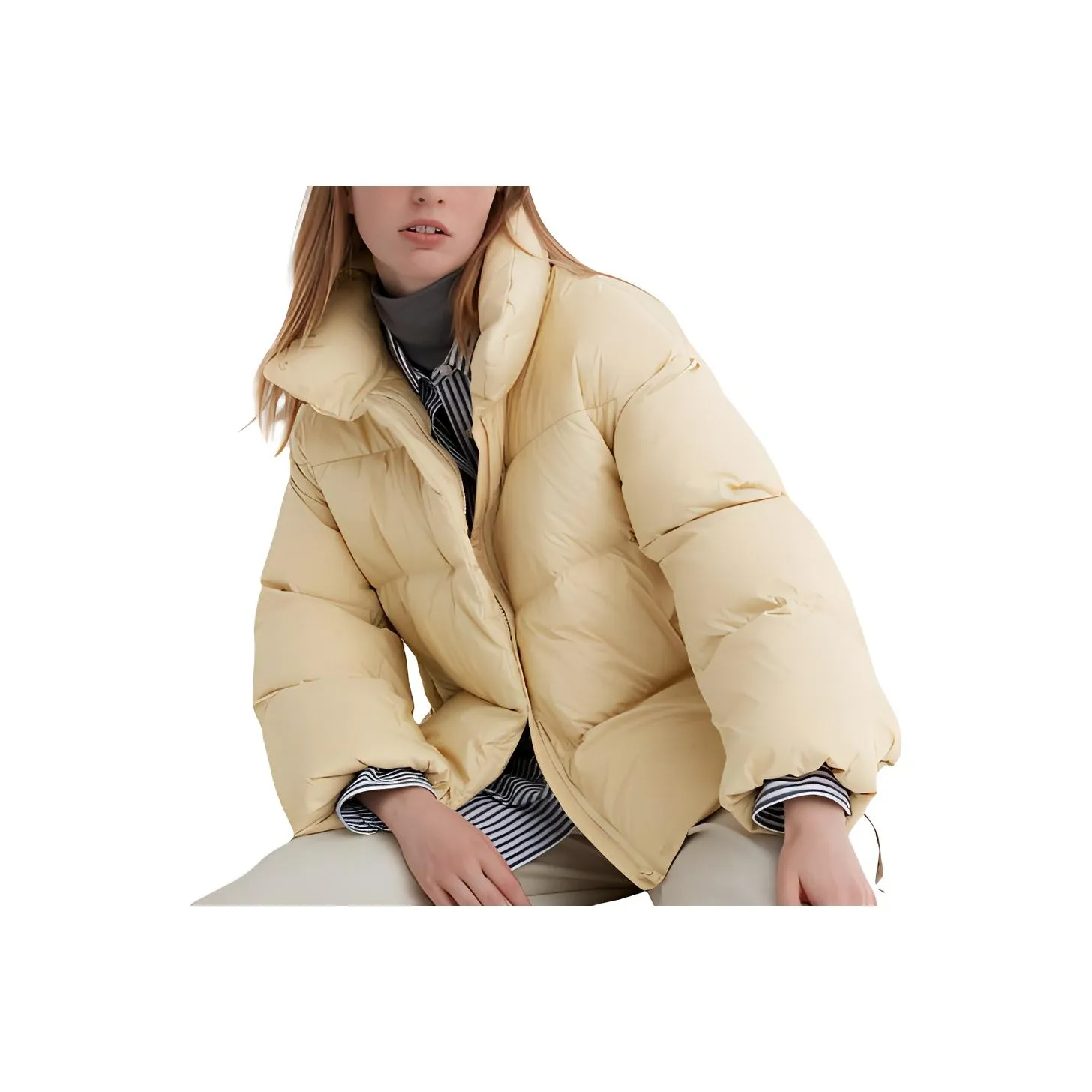 UNIQLO Пуховик Женский Светло-Желтый В Меленьшем Оттенке