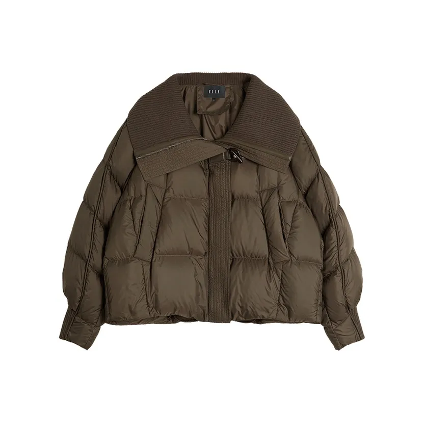 ELLE Пуховик Пальто Женское Темно-Коричневый