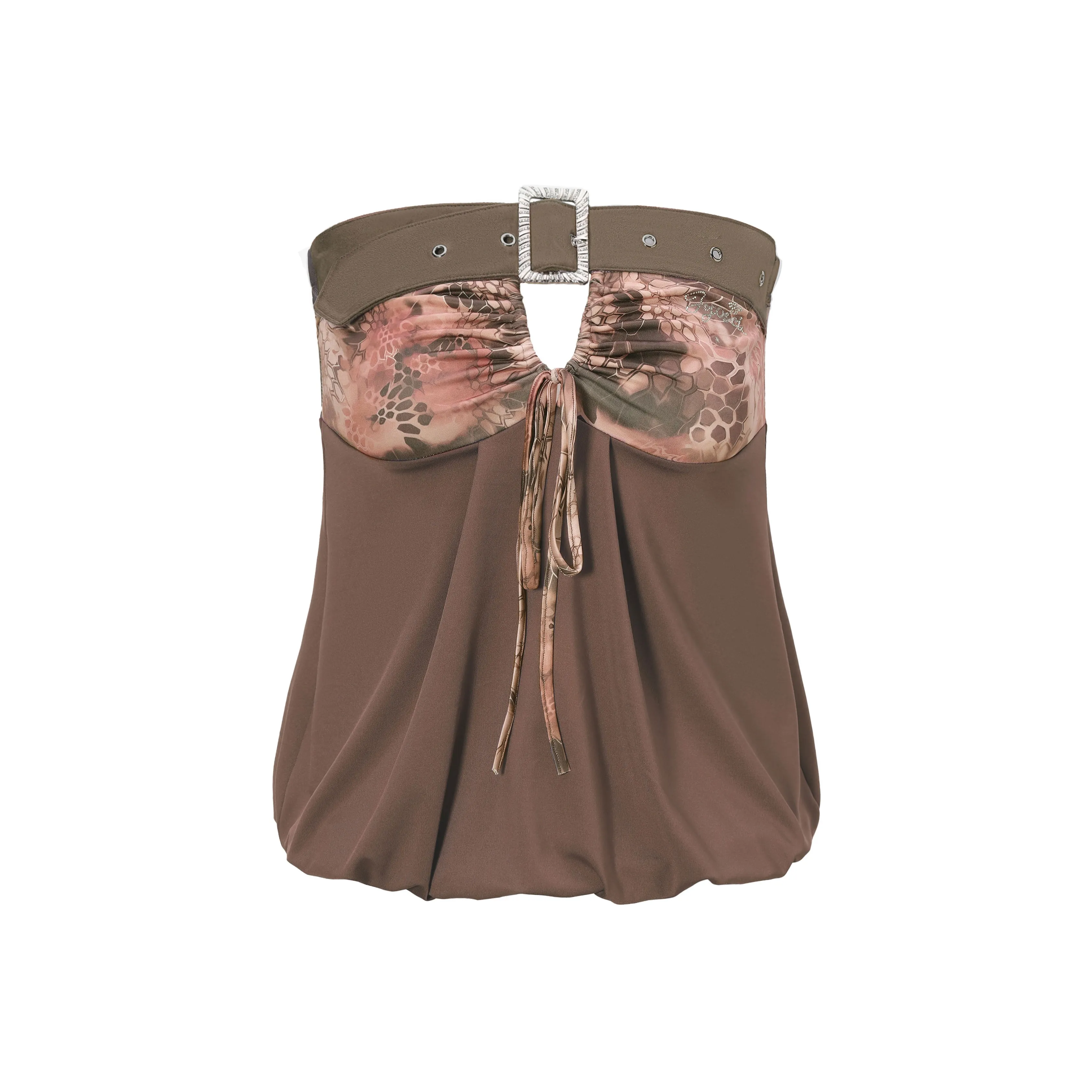 JYOSEI Без бретелек Топ Женский Коричневый