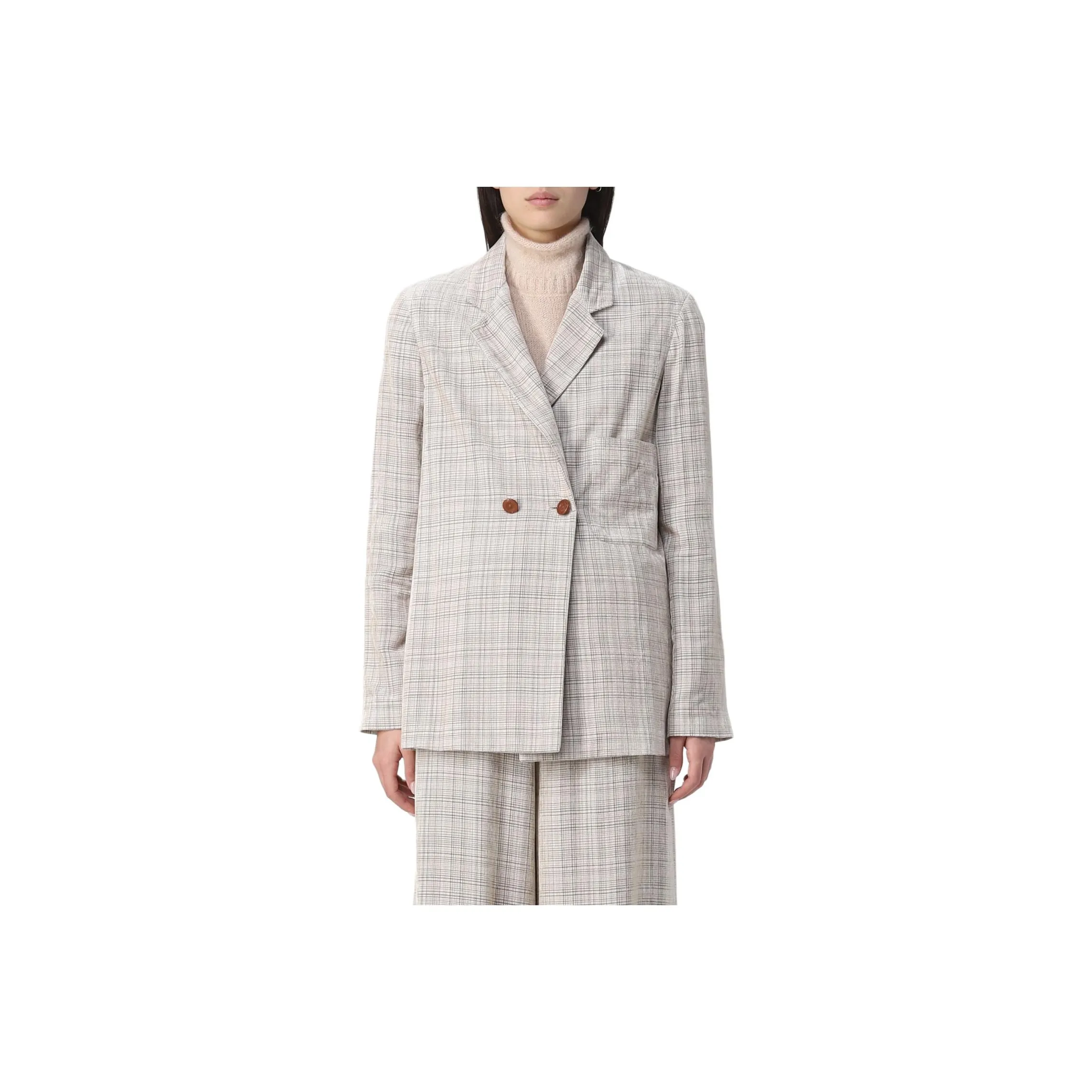 Alysi Double Breasted Checked Blazer
