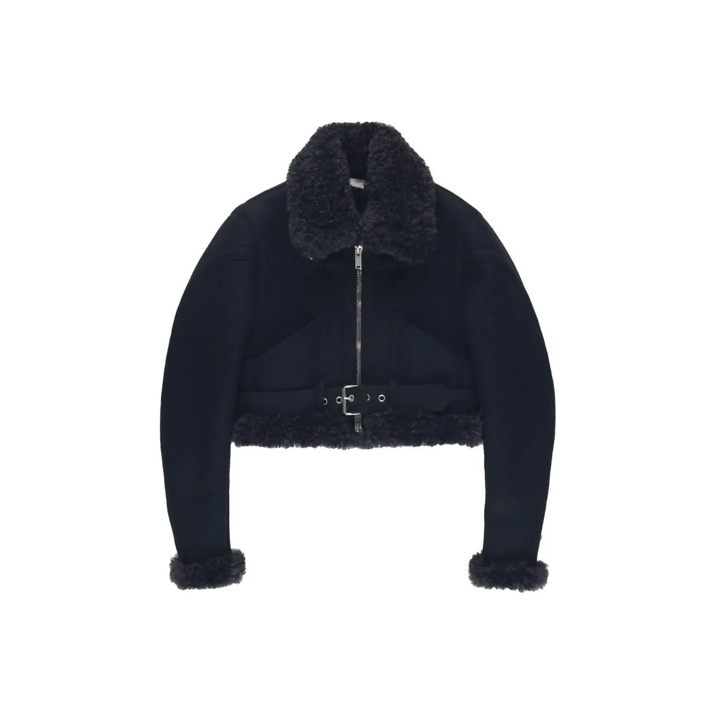 Stella McCartney Belted Waist Cropped Aviator Jacket