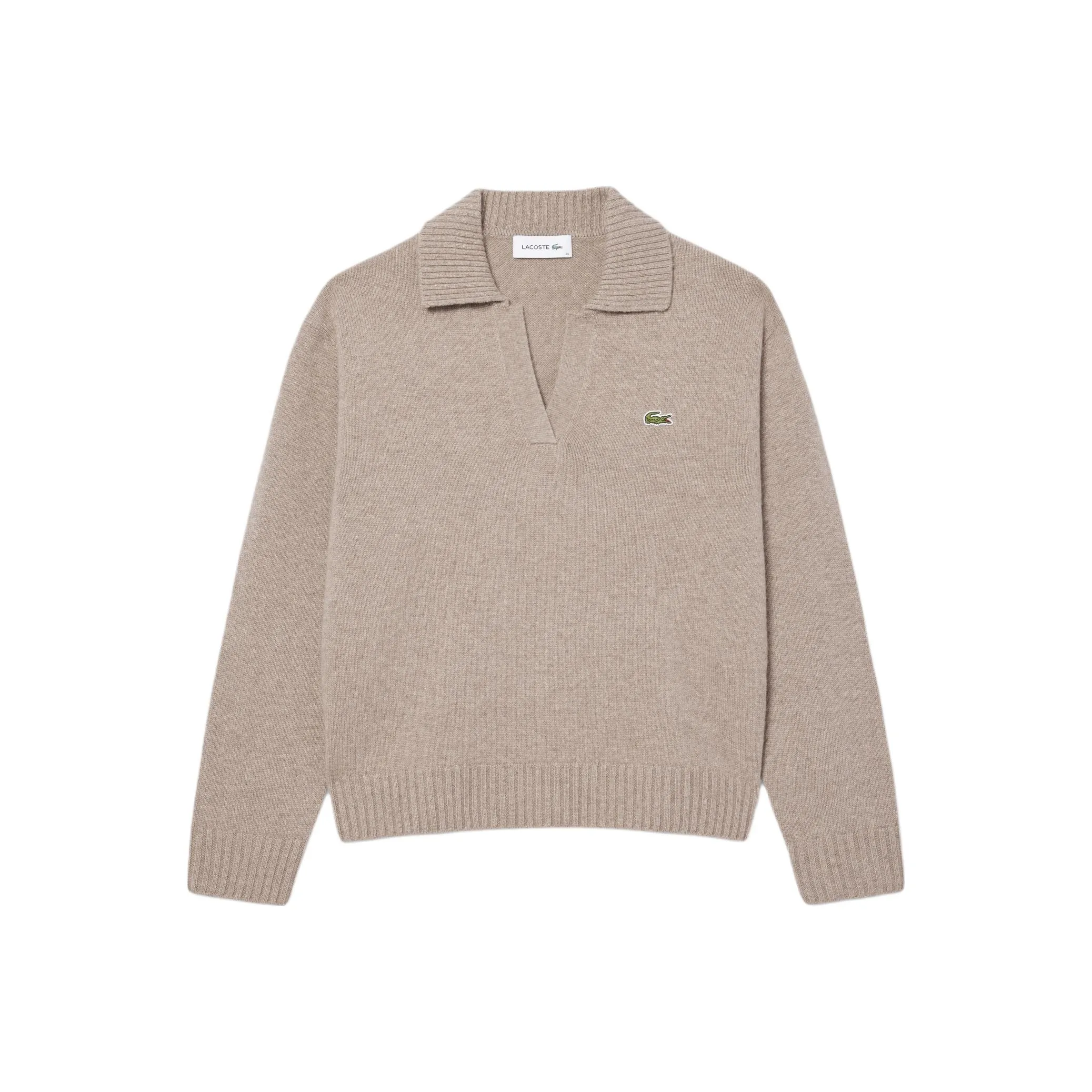 Свитер из кашемира с женским дизайном светло-коричневый совместный проект с LACOSTE