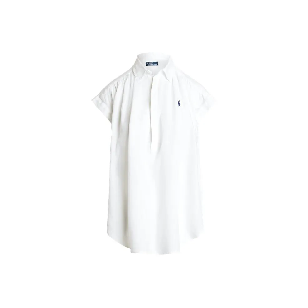 Breathable cotton T-shirt features bold logo print across the chest Polo Pony Embroidered Curved Hem Blouse