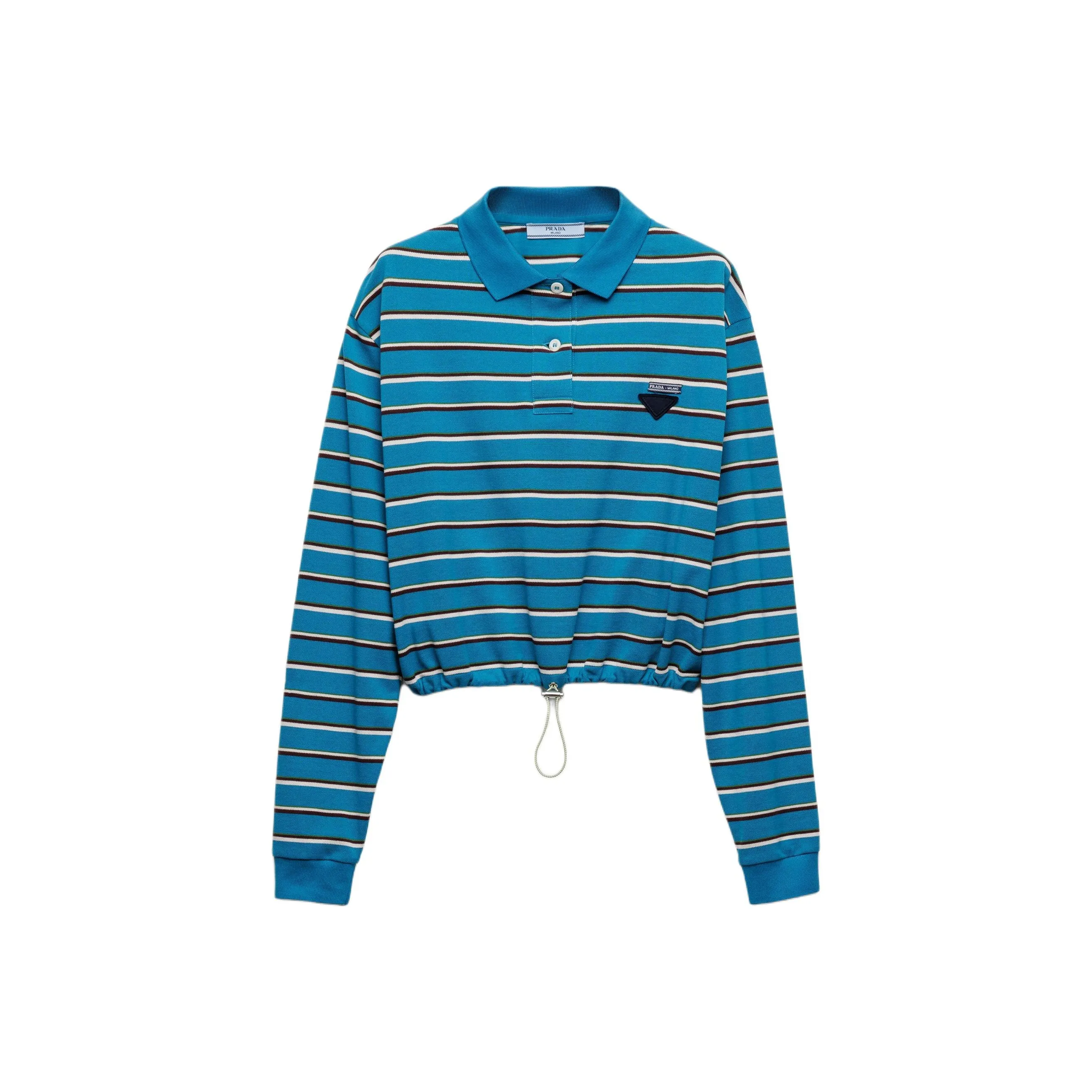 PRADA Long-Sleeved Striped Polo Shirt